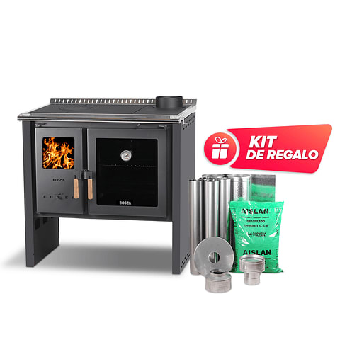 Pack Cocina a Leña Bosca Hestia 90 Charcoal+ Kit Base